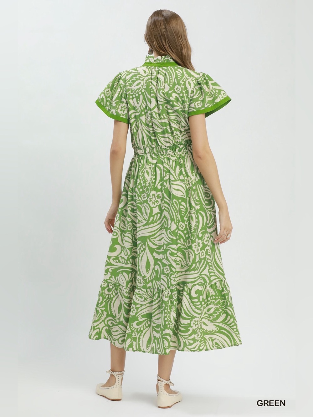 Umgee Paisley Print Midi Dress with Side Pockets - Picture 3 of 6
